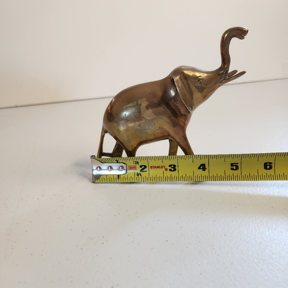 Vintage Mid Century Modern MCM Brass Elephant Figurine Statue 1960s Trunk Up - Picture 8 of 8